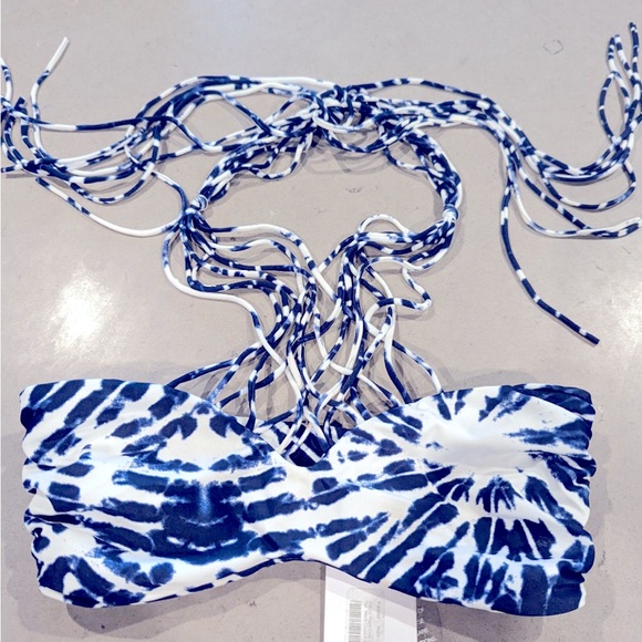 NWOT💙MIKOH SWIM🤍MACRAME TIE DYE HALTER TOP BIKINI SET - Picture 11 of 13